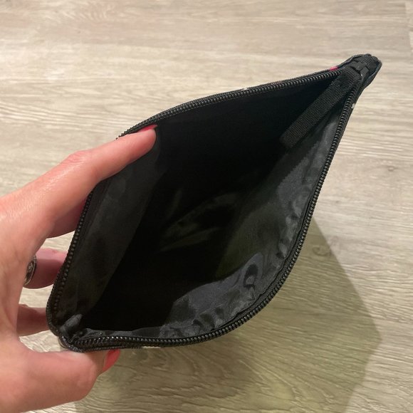 Kate Spade Large Canvas Cosmetic Zip Twinkle Star Pouch in Black Pink Multi - Picture 3 of 6